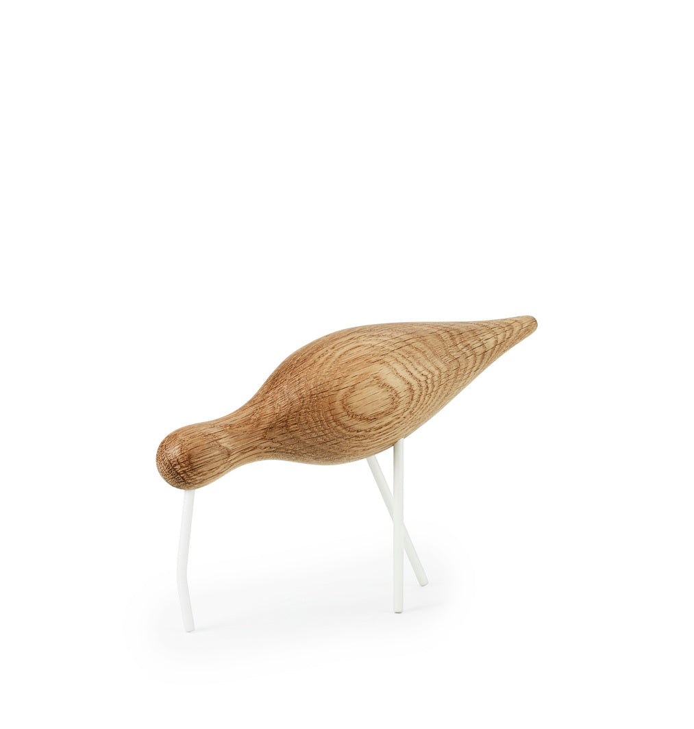 Shorebird oak figurine with white legs