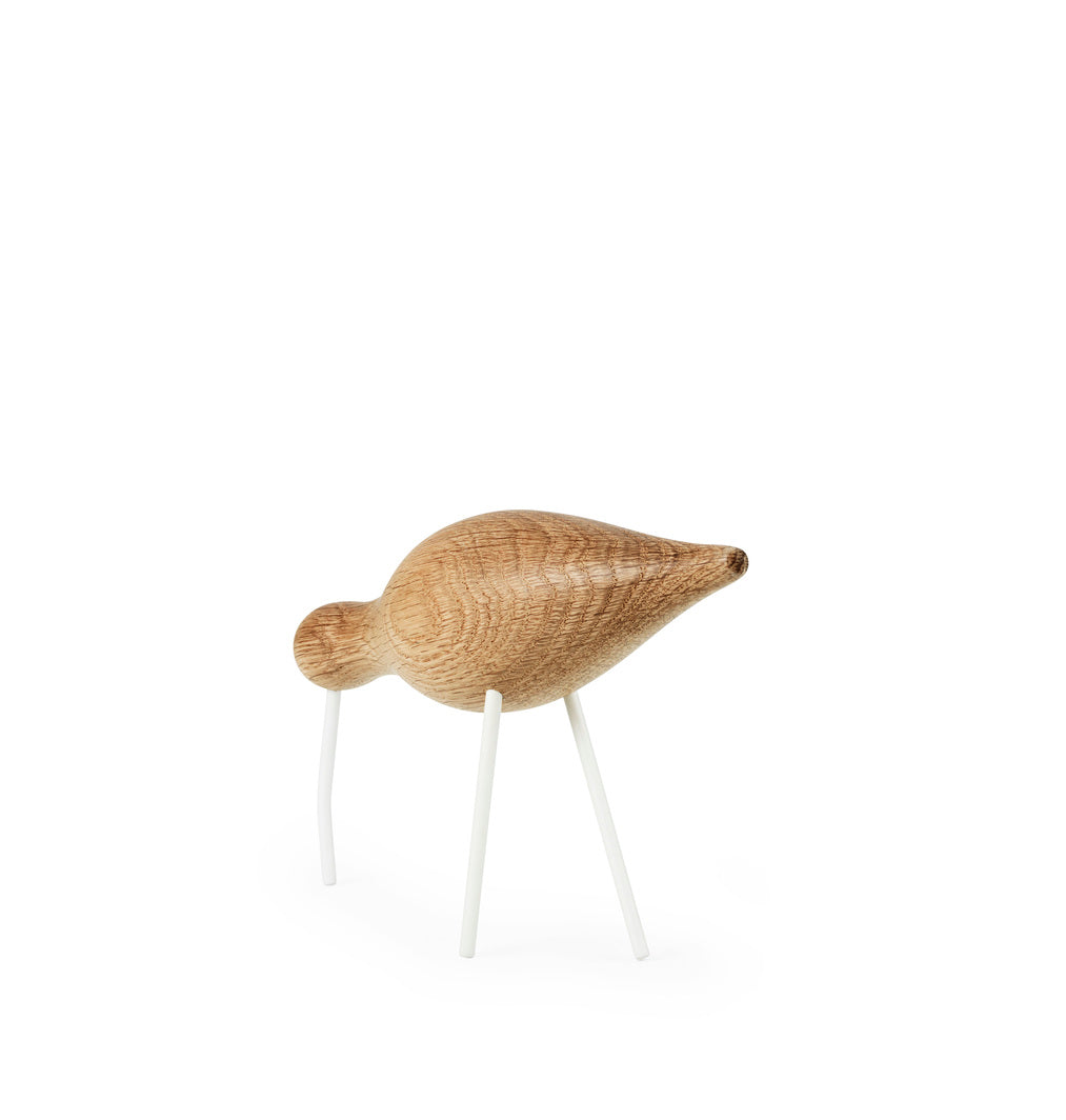 Shorebird oak figurine with white legs