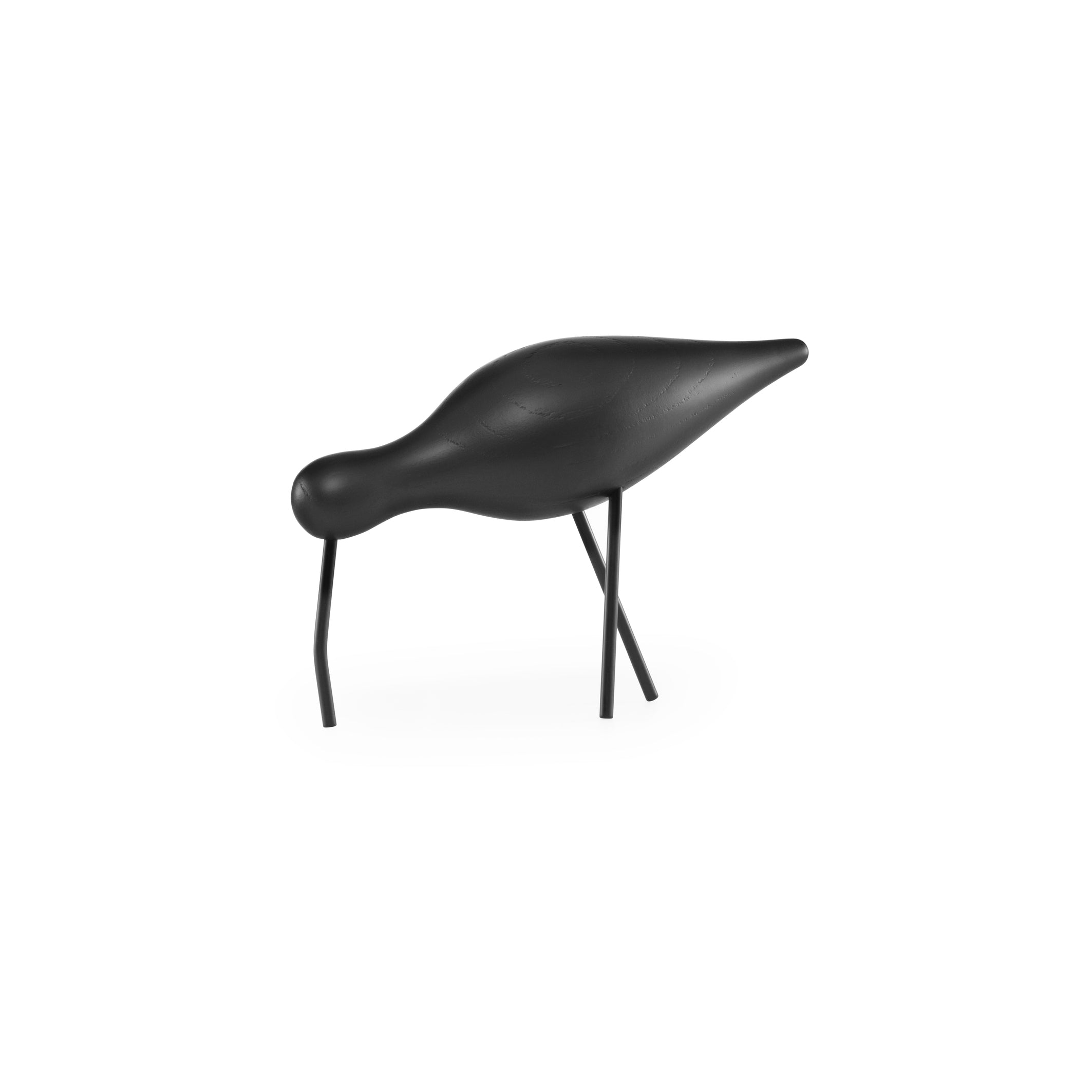 Black Shorebird wooden figurine with black legs