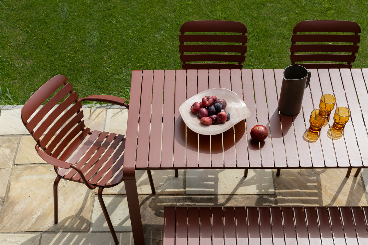 VONDEL Red Garden Chair with Armrests