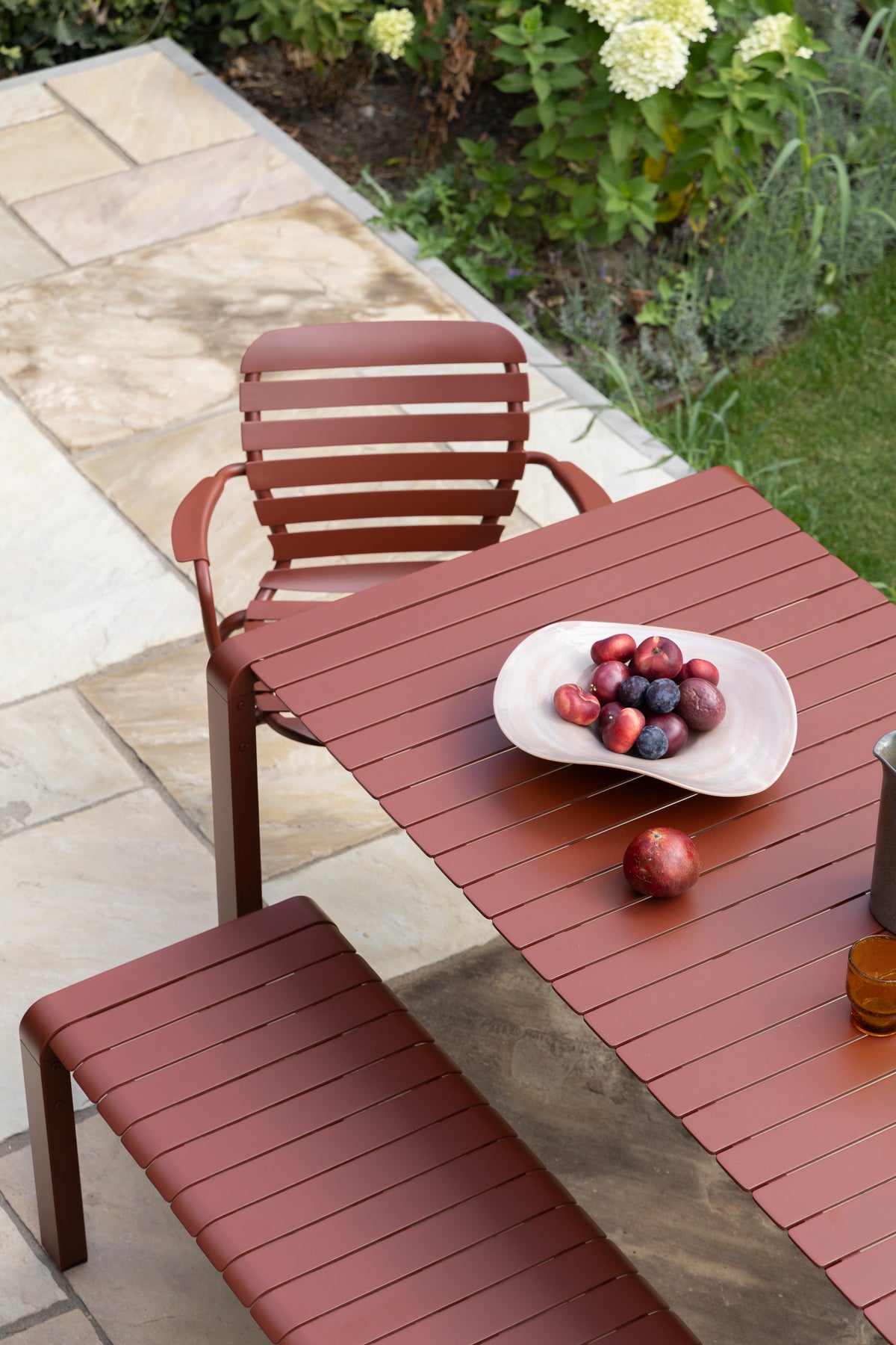VONDEL Red Garden Chair with Armrests
