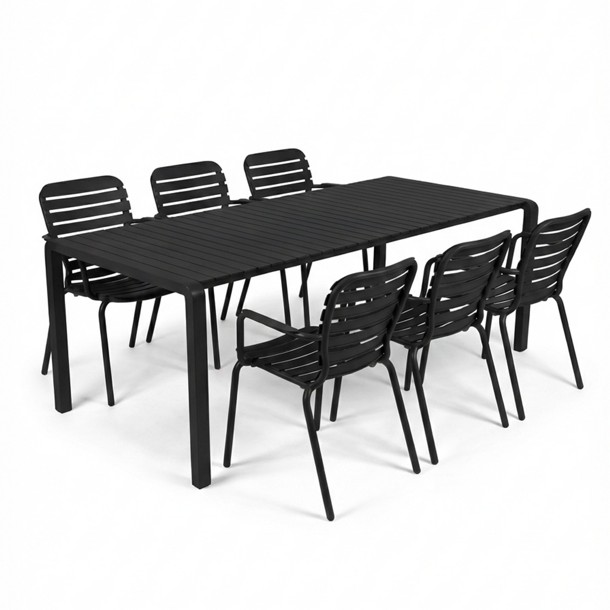 Zestaw ogrodowy VONDEL czarny stół 214 cm + 6 foteli – Zuiver