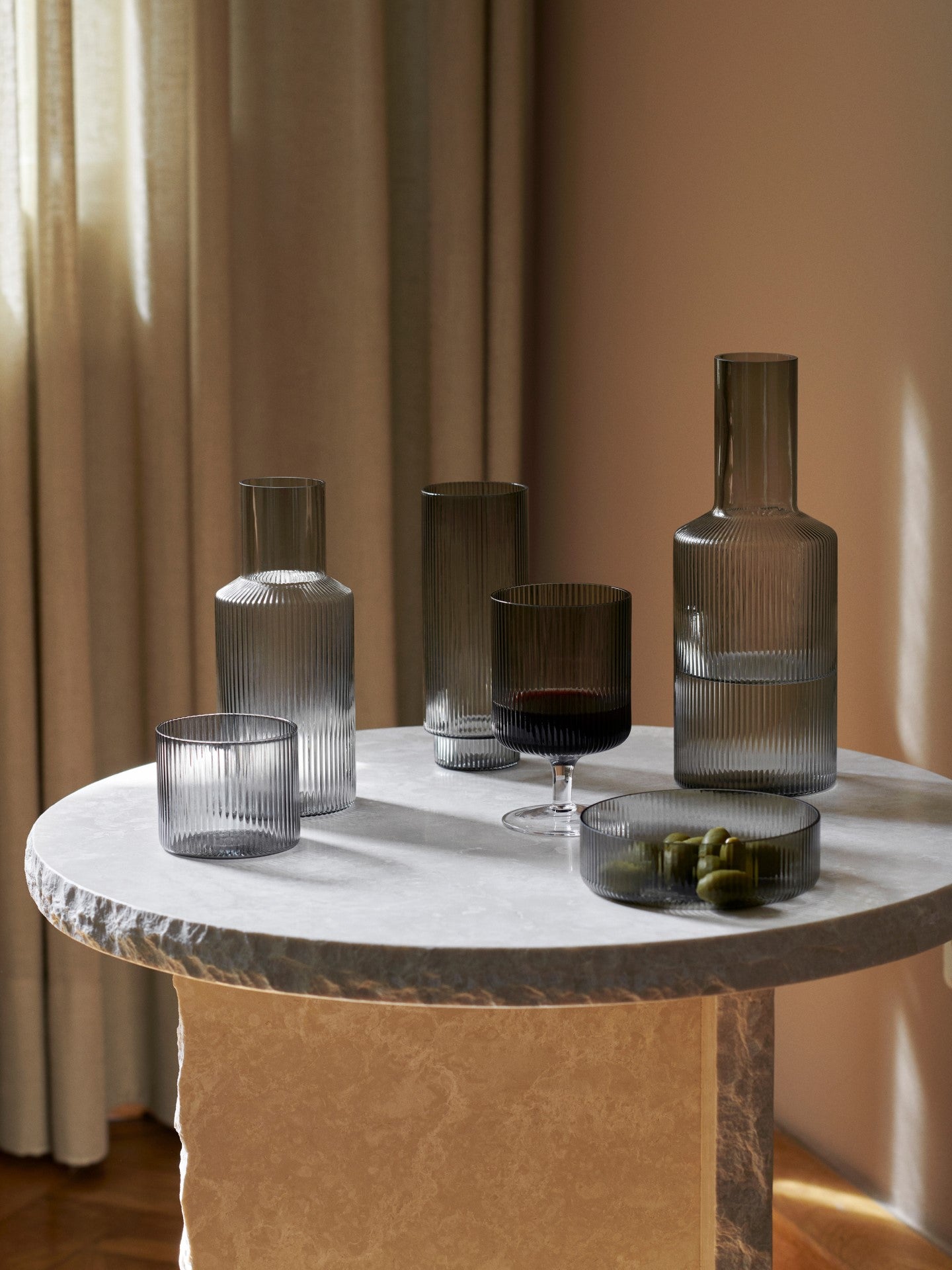 Ripple Smoky Glass Wine Glass Set