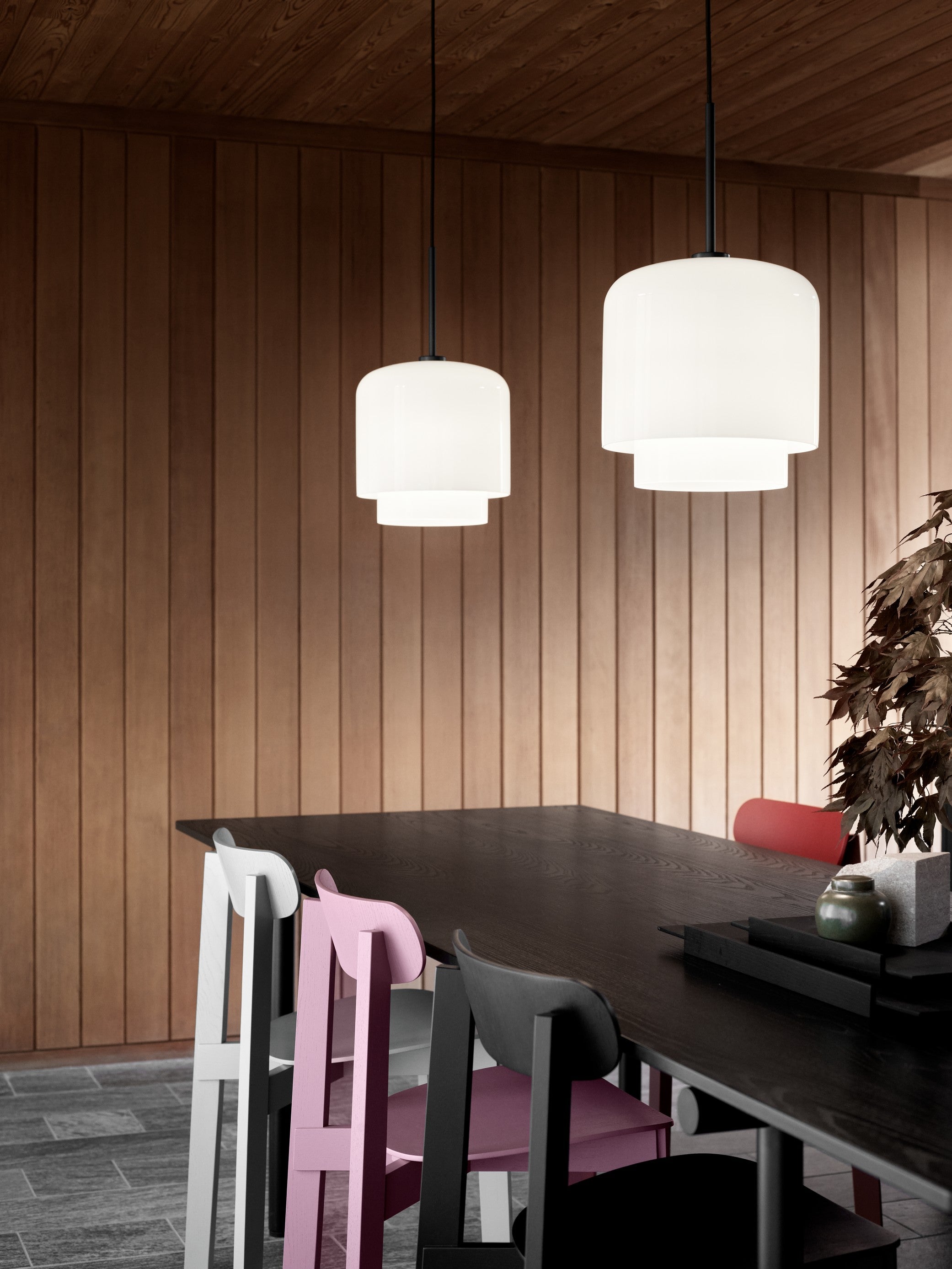 MEGUMI pendant lamp white with black finish