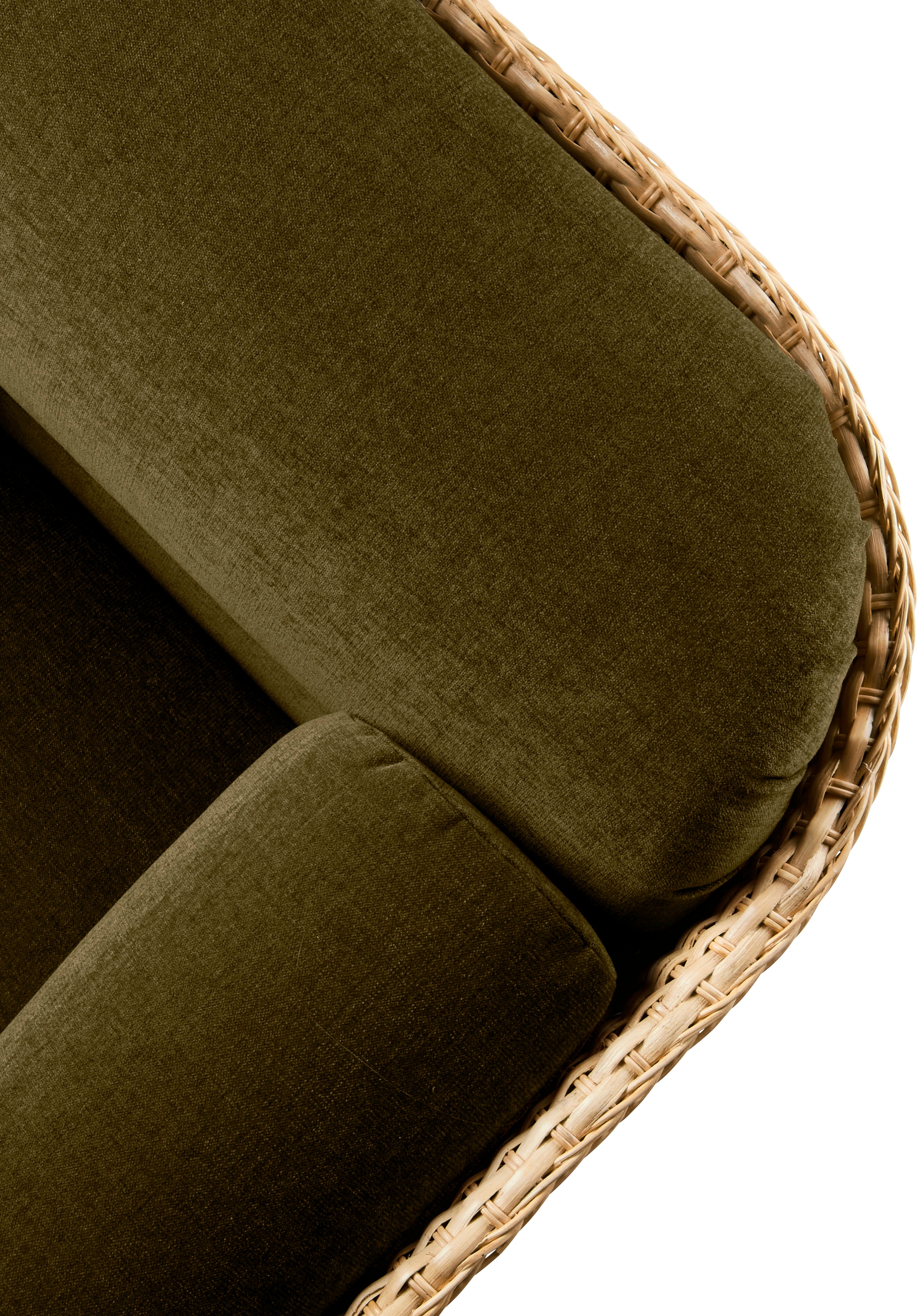 2-seater BASKET sofa in green with rattan