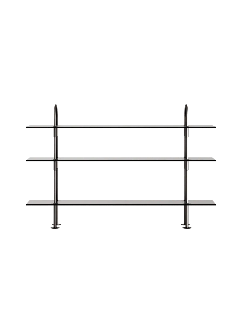 KEEN Shelf with Smoky Glass and Black Brass Frame