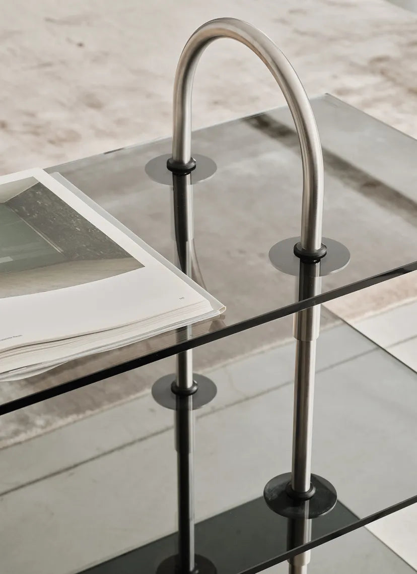 KEEN Shelf with Smoky Glass and Black Brass Frame