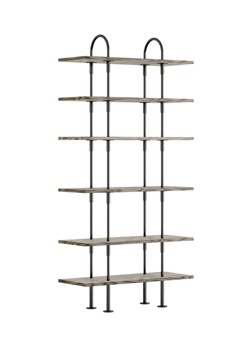 KEEN Shelf in Gray Wood with Black Brass Frame