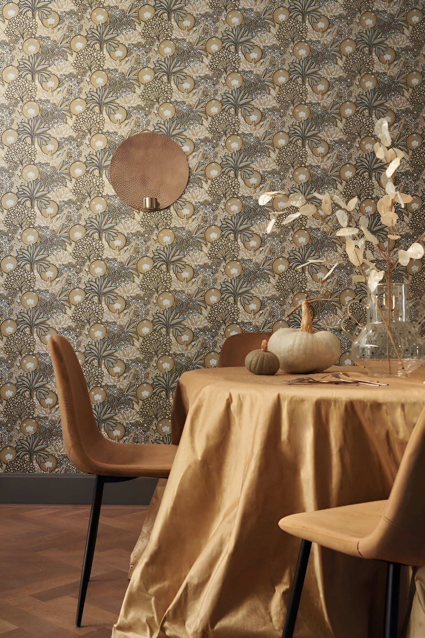 PERSEE Floral Pattern Wallpaper - VIEUX ROSE Dusty Pink