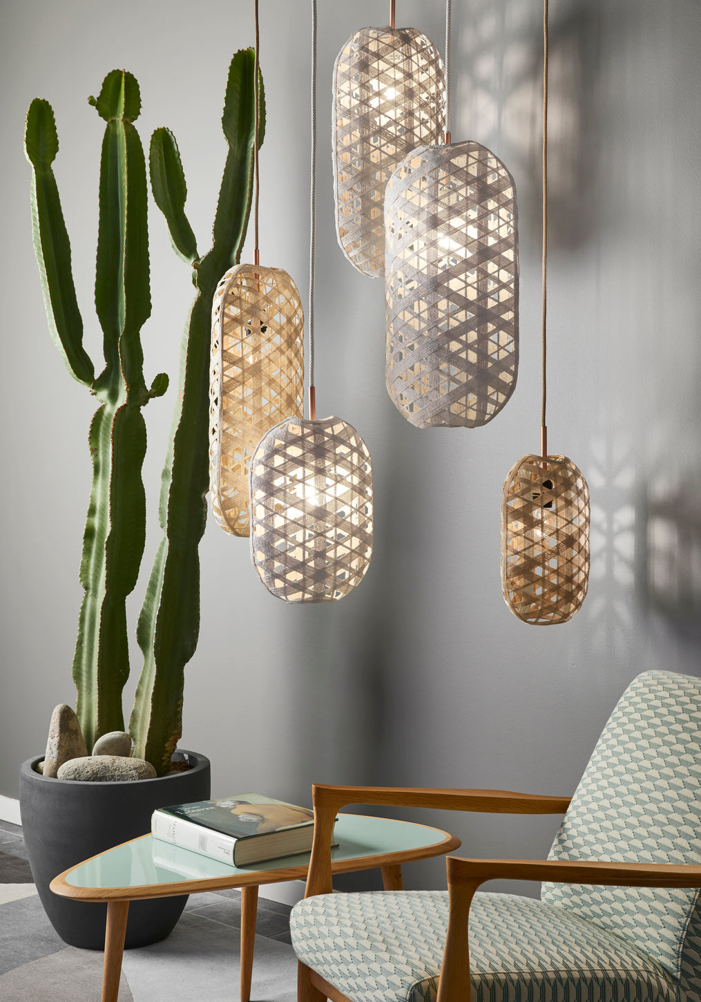 White capsule hanging lamp