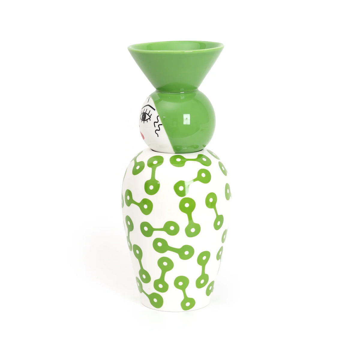 CANOPIE Vase with Lid - PIETRA green with white