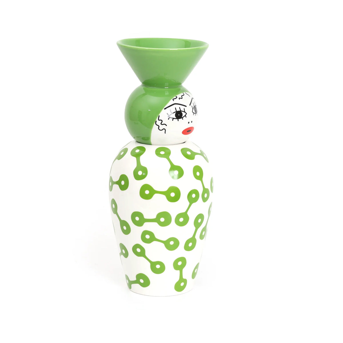 CANOPIE Vase with Lid - PIETRA green with white