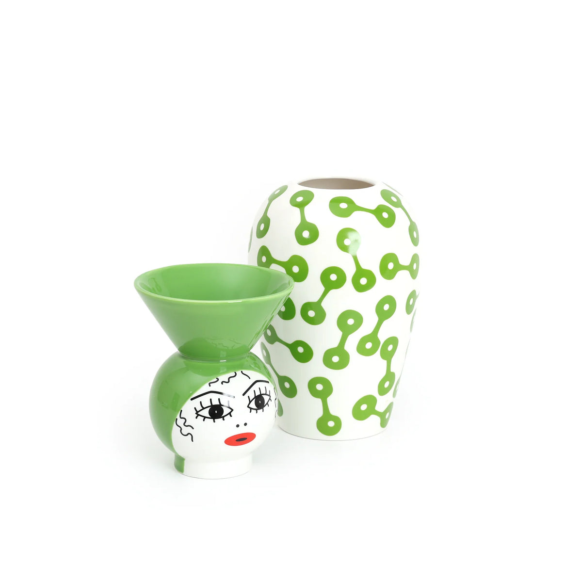 CANOPIE Vase with Lid - PIETRA green with white