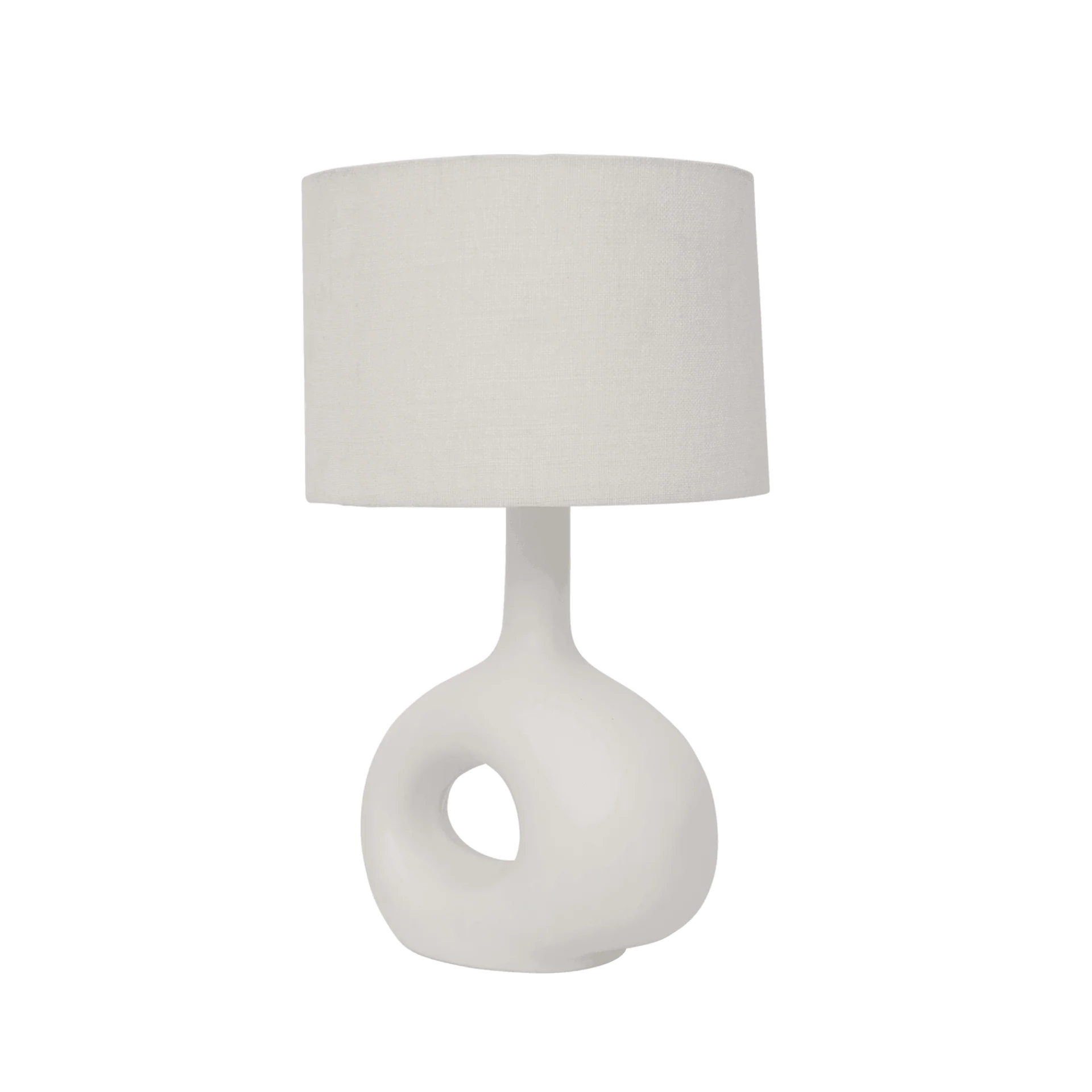 Lampa stołowa SOFT ORGANIC lniany klosz z ceramiczną podstawą