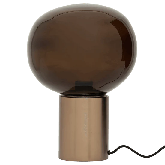 Brun table lamp brown glass with a golden base