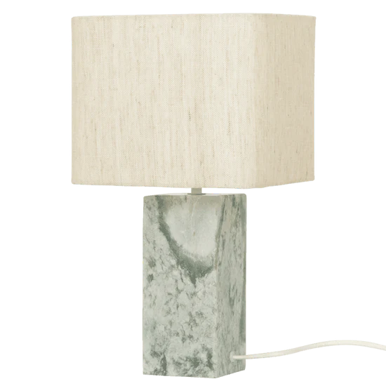Table lamp suvi green marble with beige linen