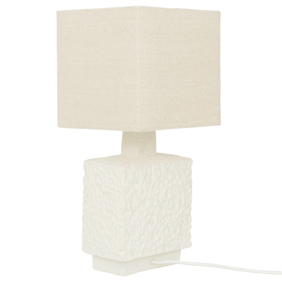 Lampa stołowa MEJA kremowa kamionka z bawełnianym abażurem