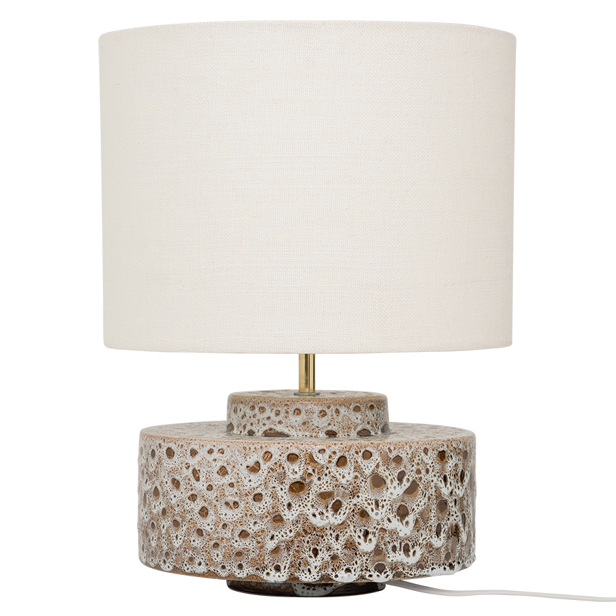 Lampa stołowa IVY brązowa ceramika z bawełnianym abażurem