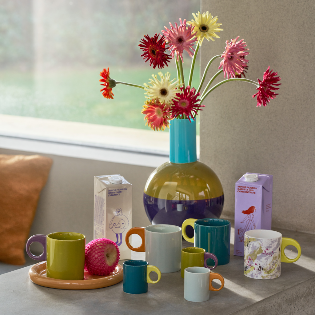 Glass vase LAHJA blue with green