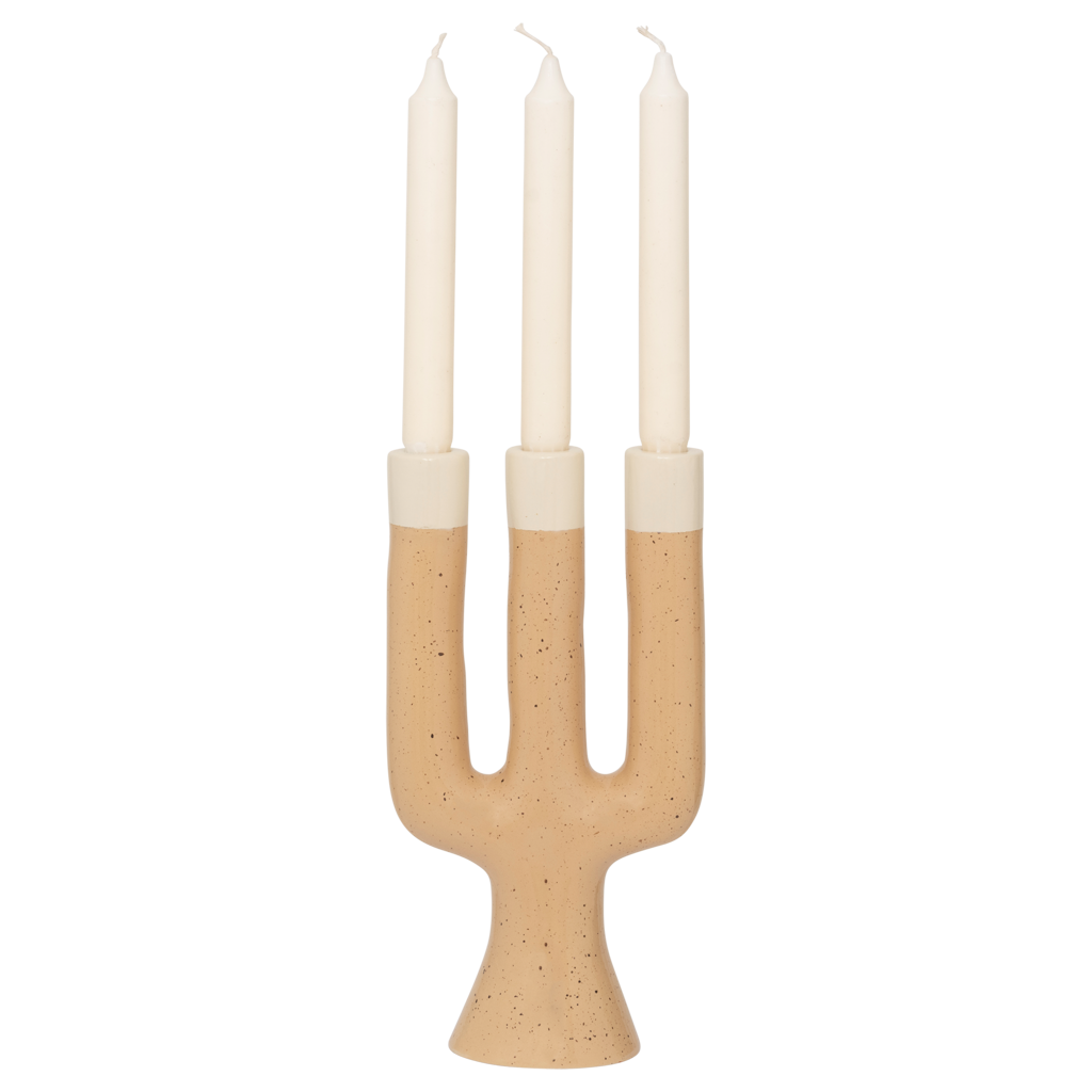 NOX Candle Holder Beige Ceramic