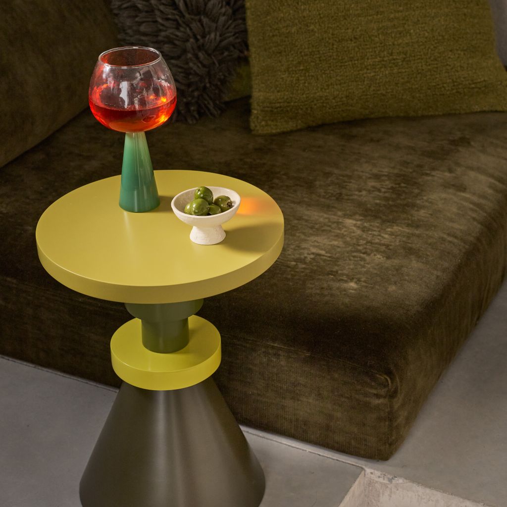 GJENG green side table with yellow