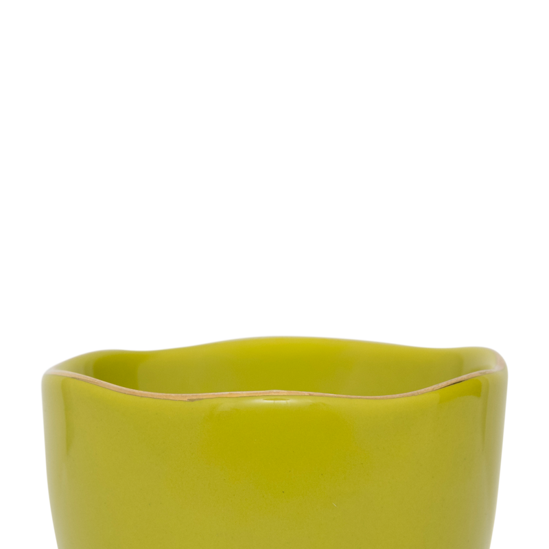 GOOD MORNING green and gold egg cup set