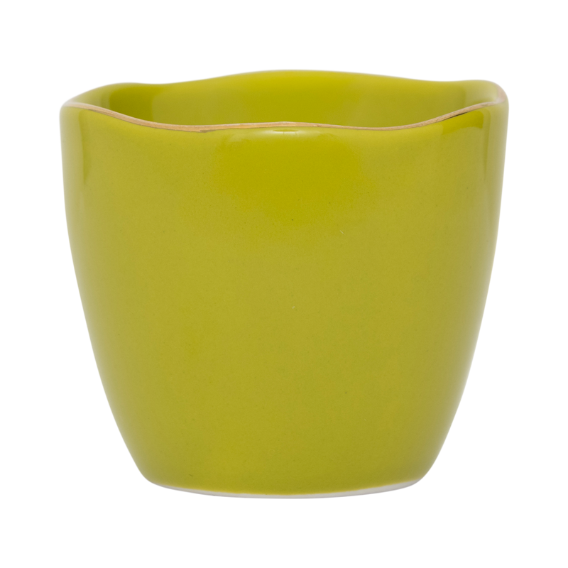 GOOD MORNING green and gold egg cup set