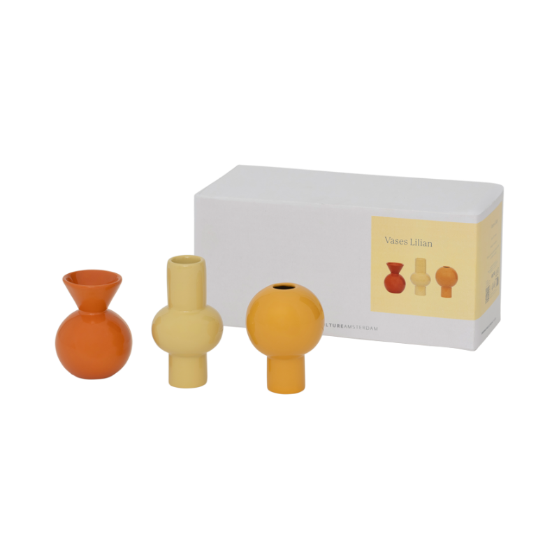 LILIAN Vase Set in Orange and Yellow
