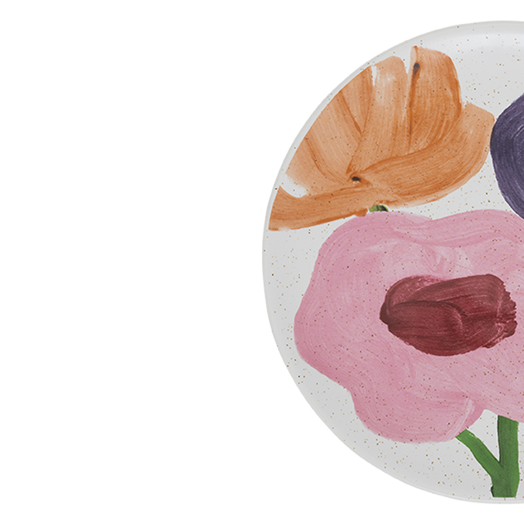 Ceramic Plate HANAKO Plant Motif