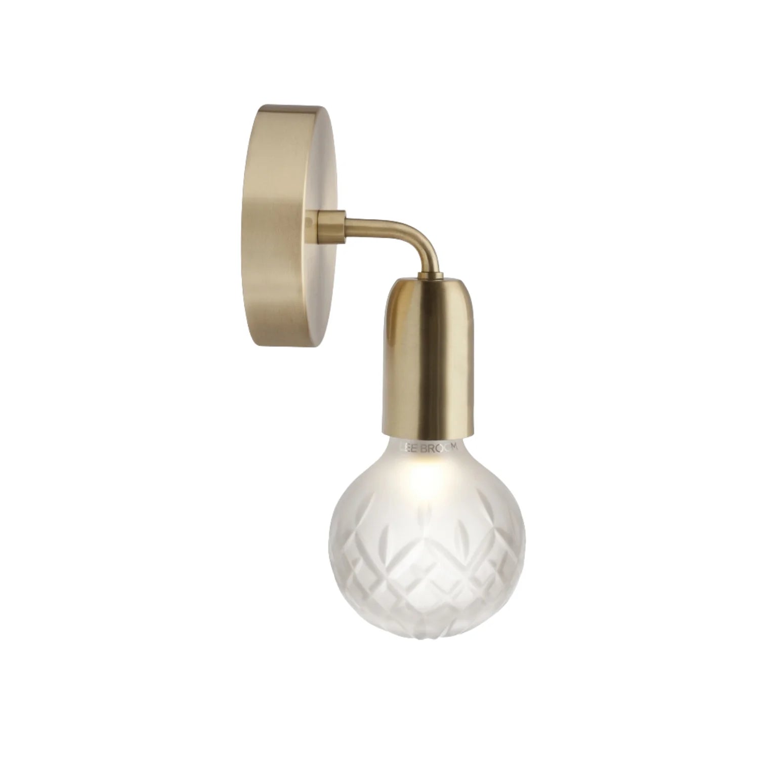 CRYSTAL BULB wall lamp with matte glass and brass finish.