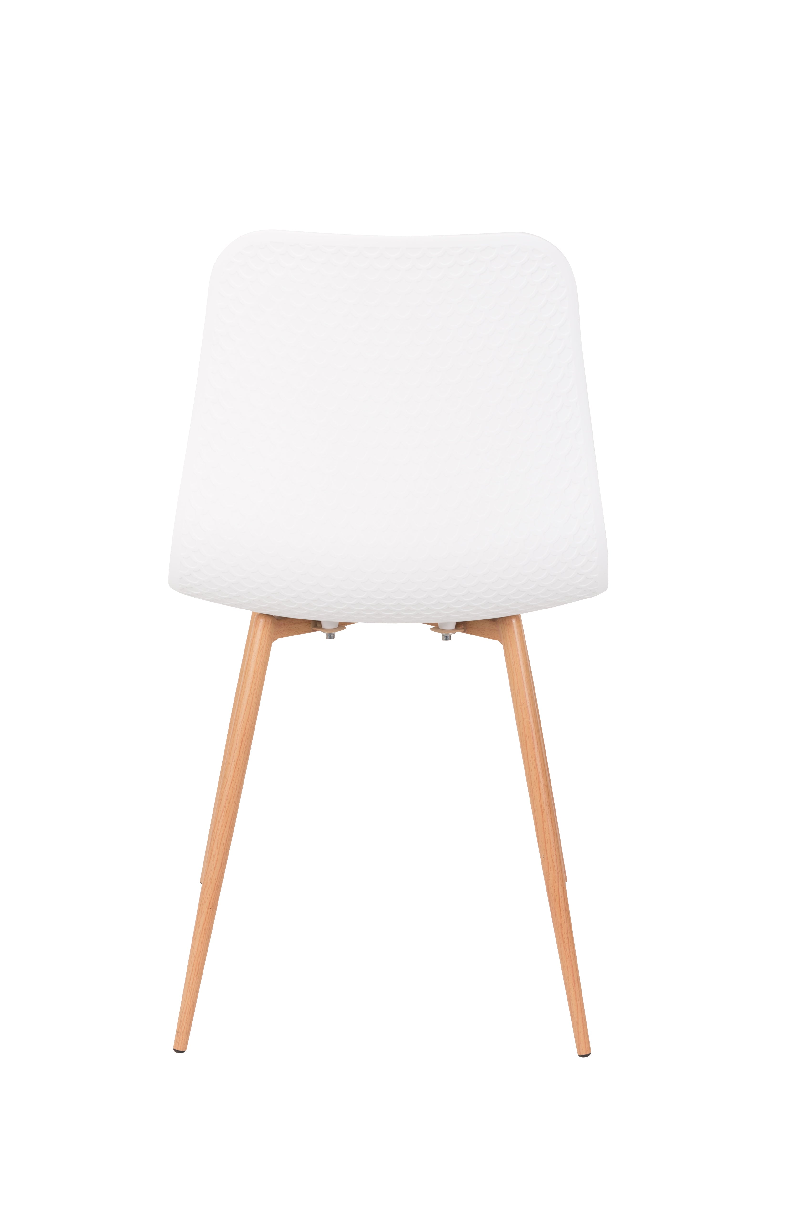 Leon white chair with a wooden base