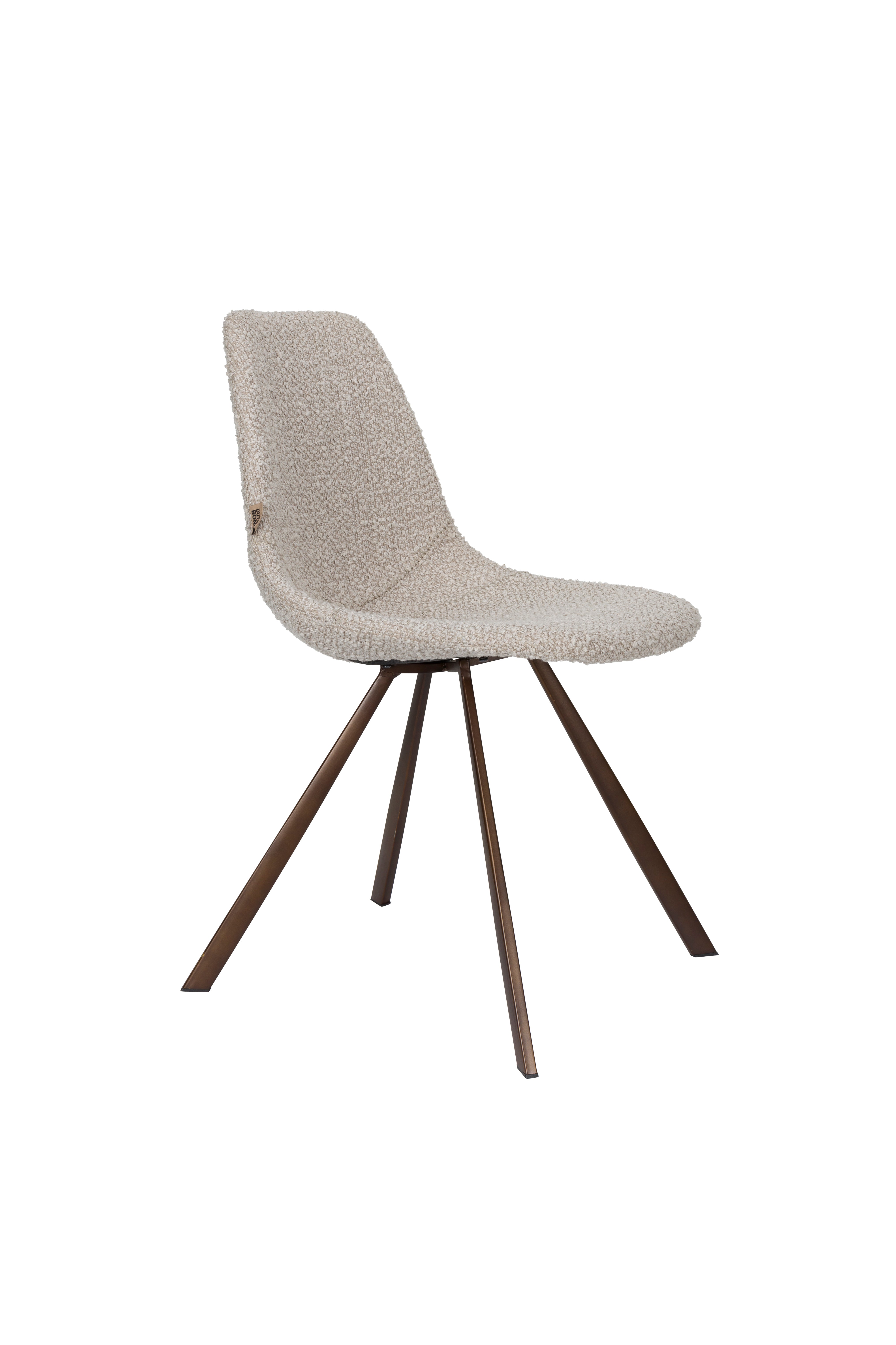 Stuhl FRANKY grau-beige mit braunem Gestell