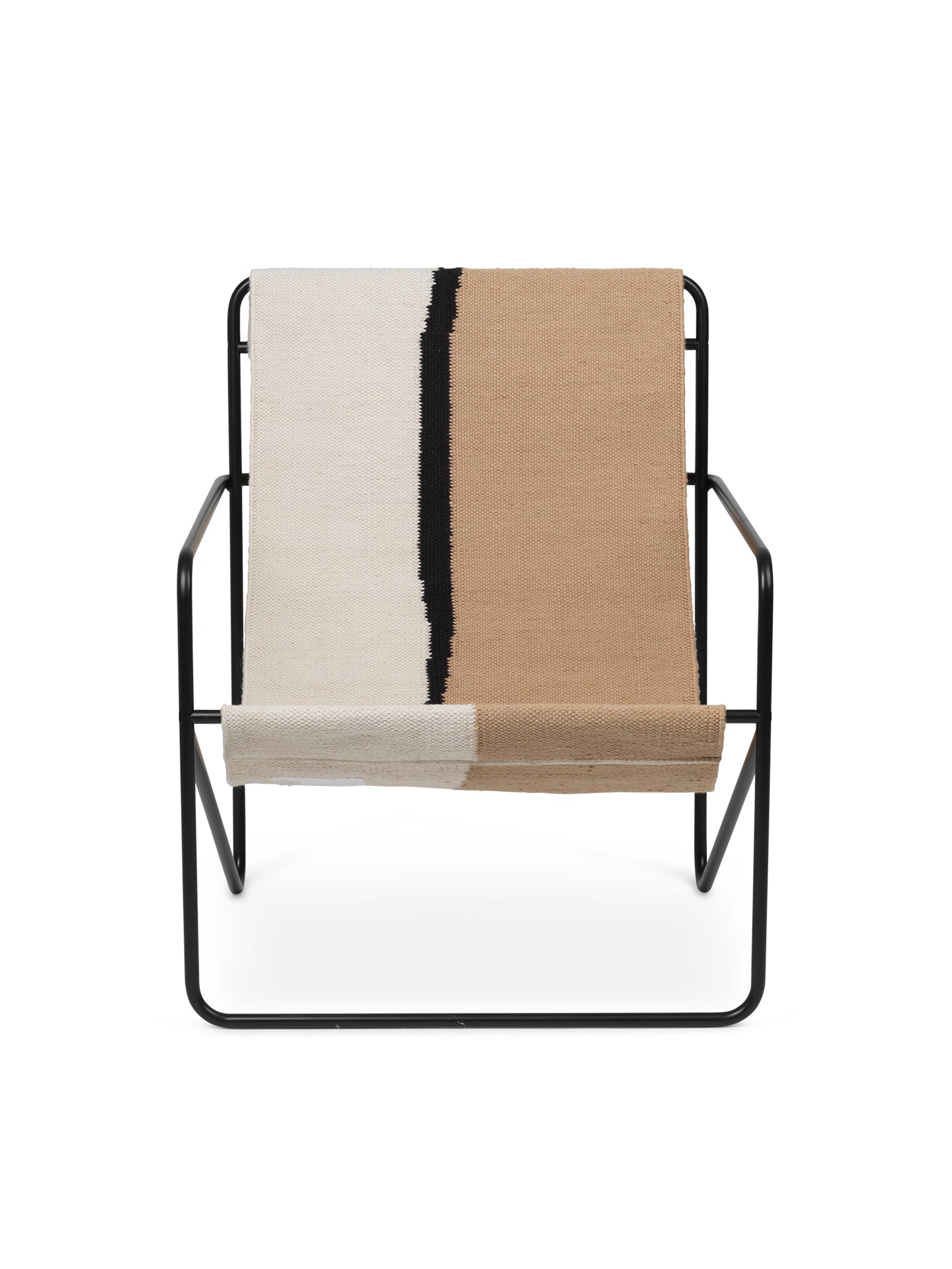 Desert cream-beige garden armchair with a black base