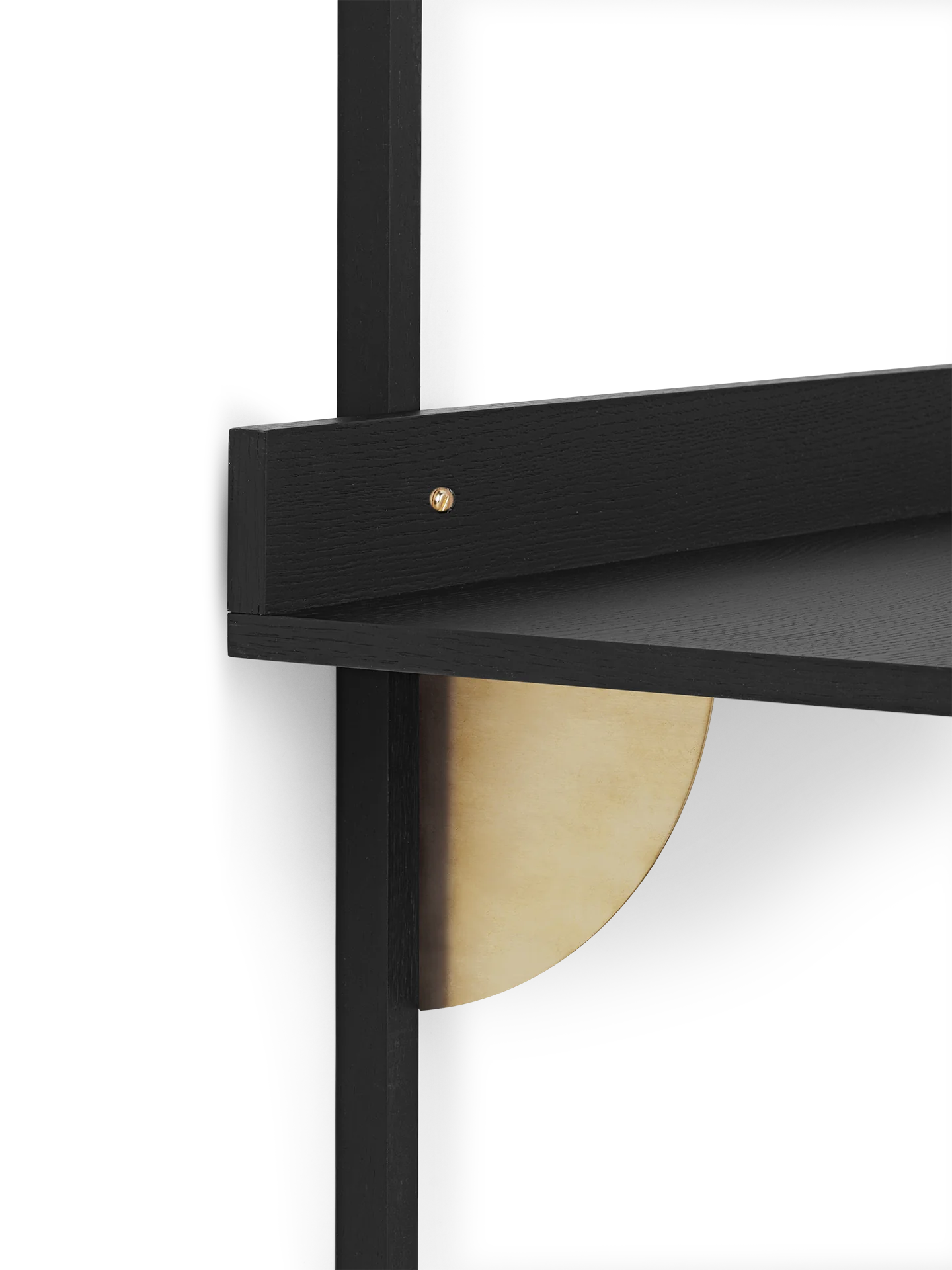 SECTOR DESK Wandschreibtisch, schwarzes Eschenfurnier mit Messing-Finish