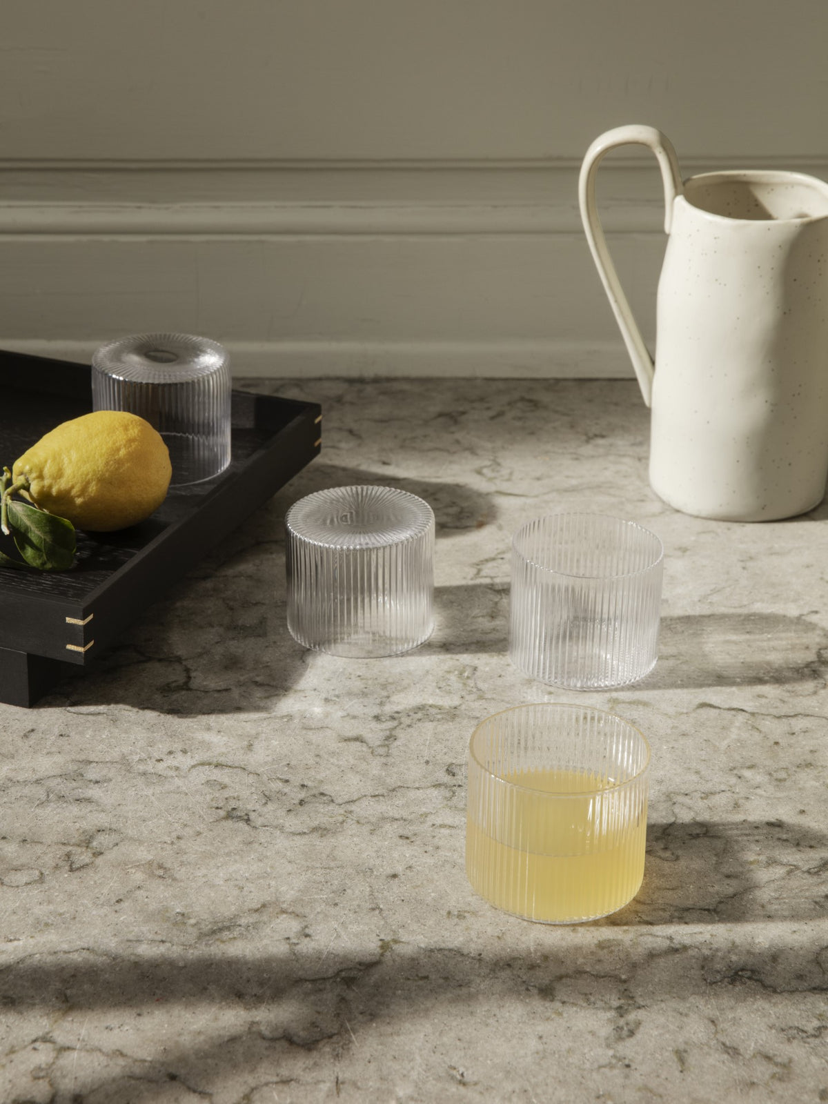 RIPPLE LOW glass set hand-blown glass