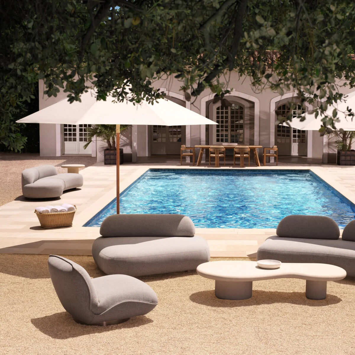 Light Grey Swivel Outdoor Armchair RELAX