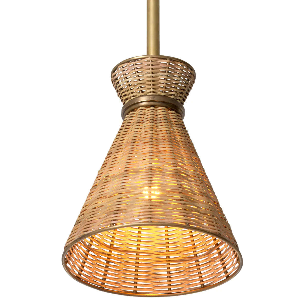 Hanging lamp Konic ancient gold with wicker