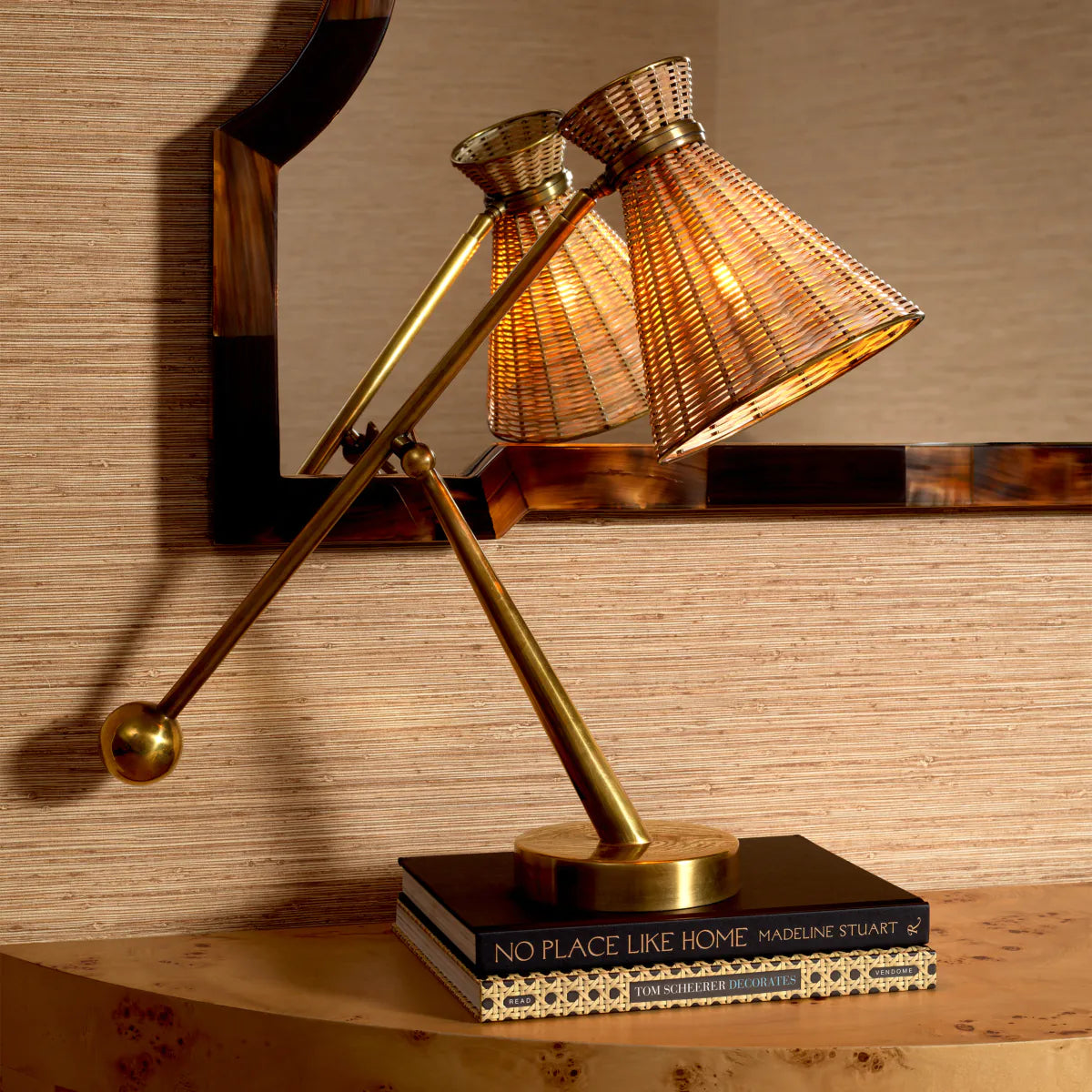 KON TIKI table lamp rattan with antique gold