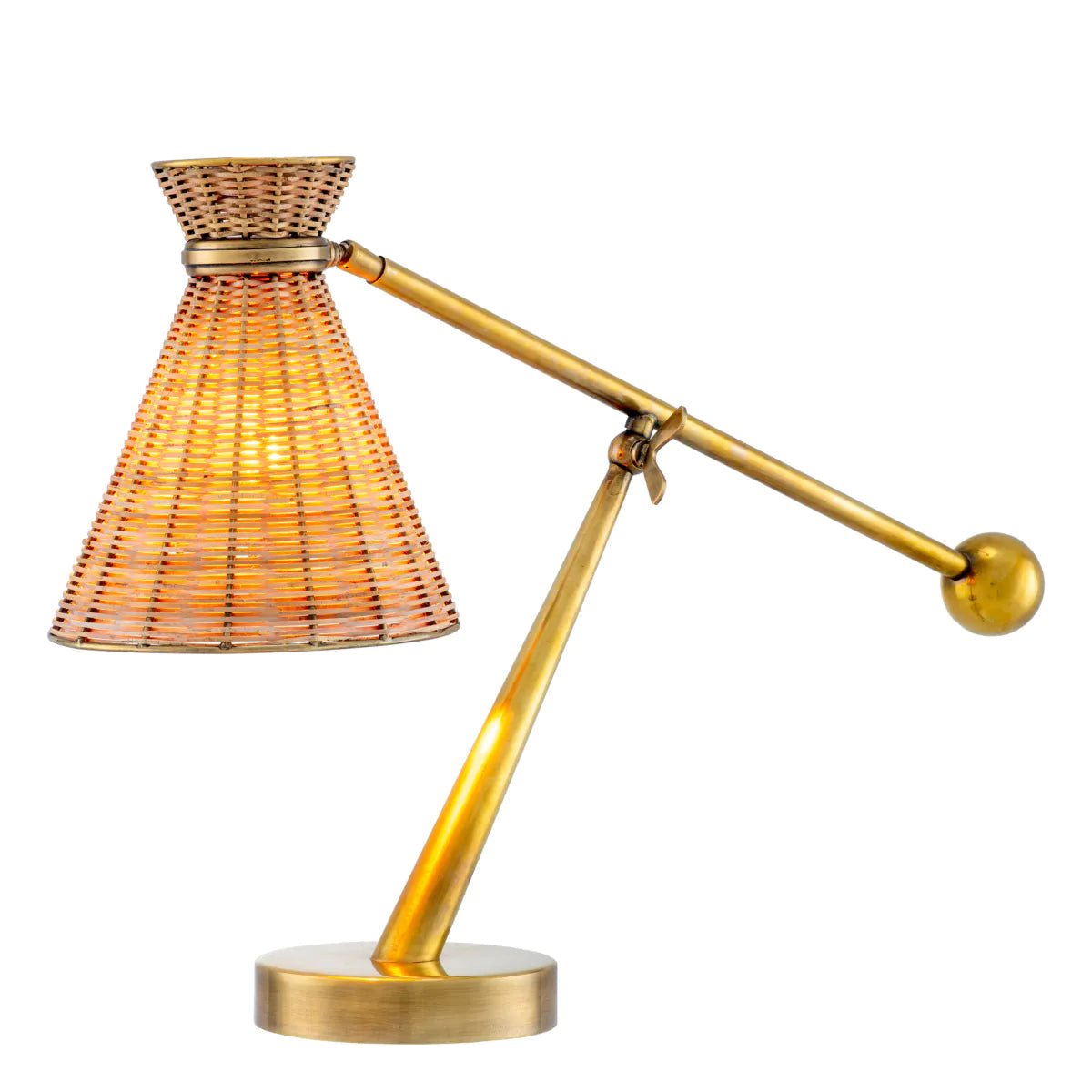 KON TIKI table lamp rattan with antique gold