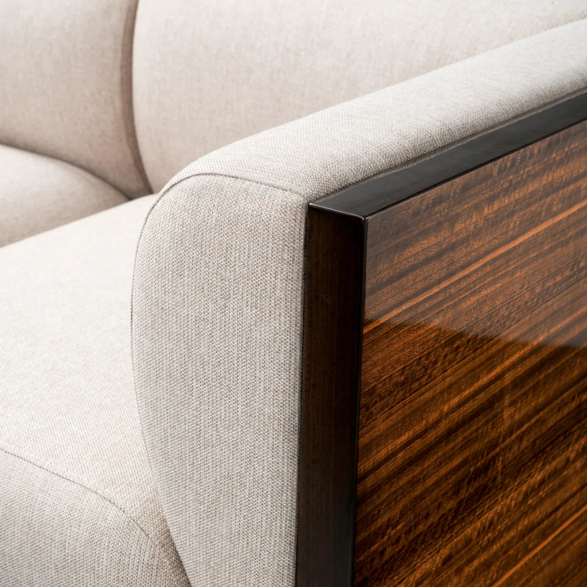SEBASTIAN cream sofa with eucalyptus veneer