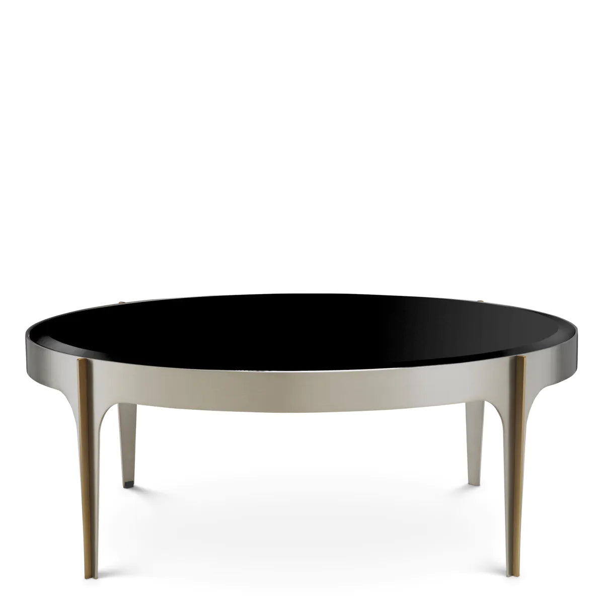 Artemisa coffee table, black glass with a steel base