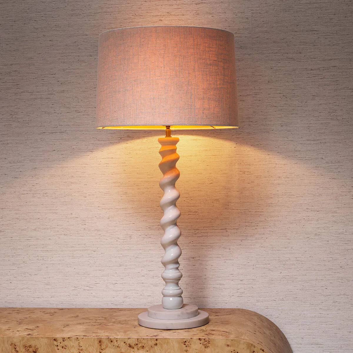 MASSIMO cream table lamp with a white base