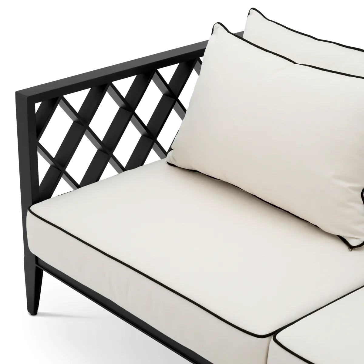 Sofa 2-sitzige Außen OCEAN CLUB schwarz mit cremefarbenem