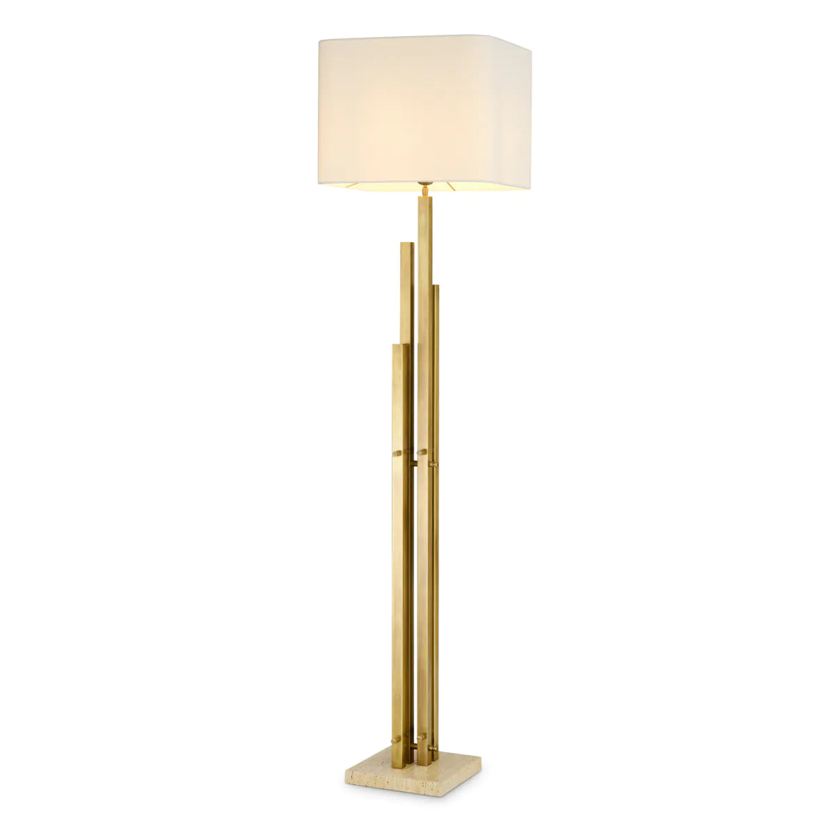 Stehlampe DESTINO gold mit travertinbasem