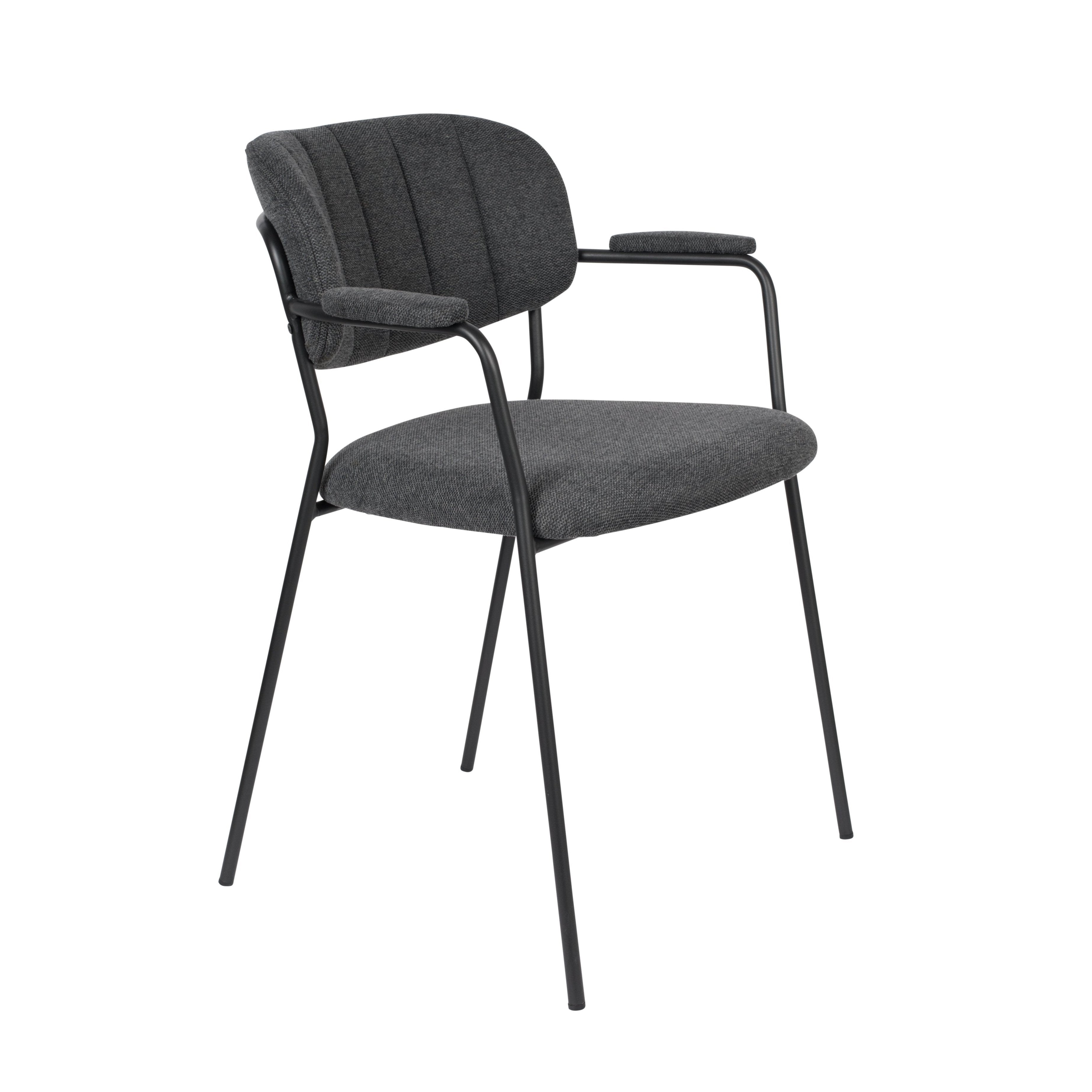 Chair with armrests Jolien Dark gray with a black base