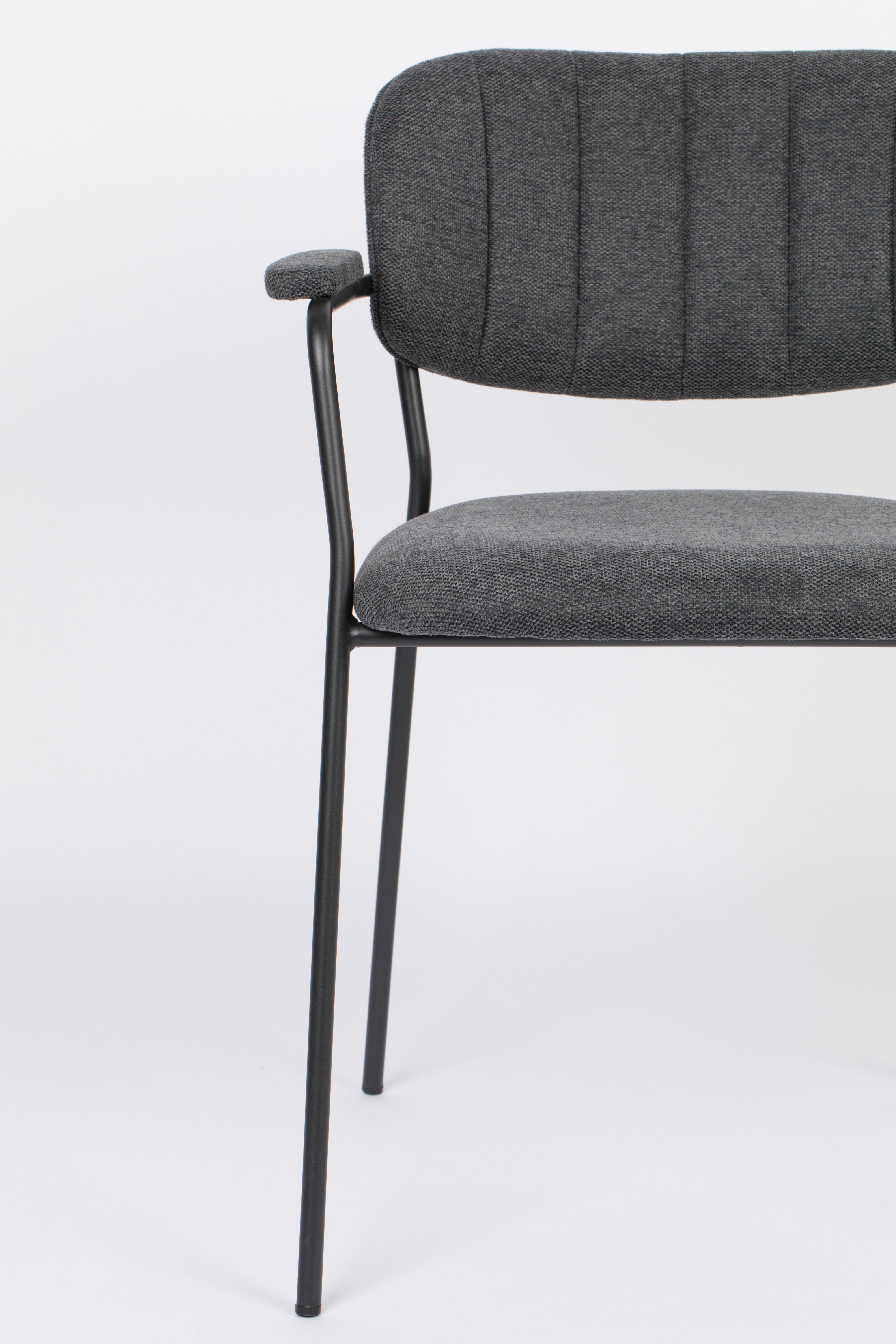 Chair with armrests Jolien Dark gray with a black base