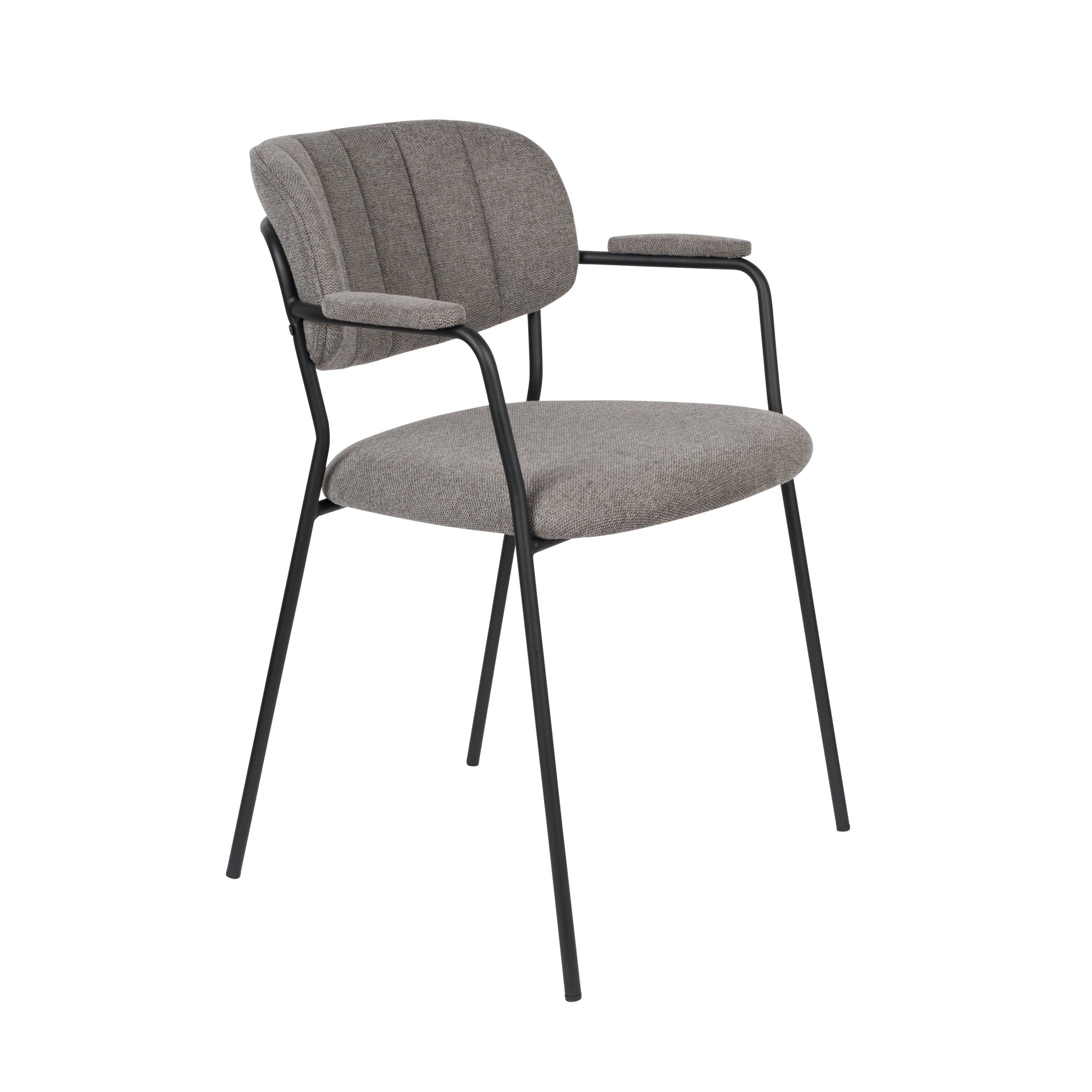 Chair with armrests Jolien Gray with a black base