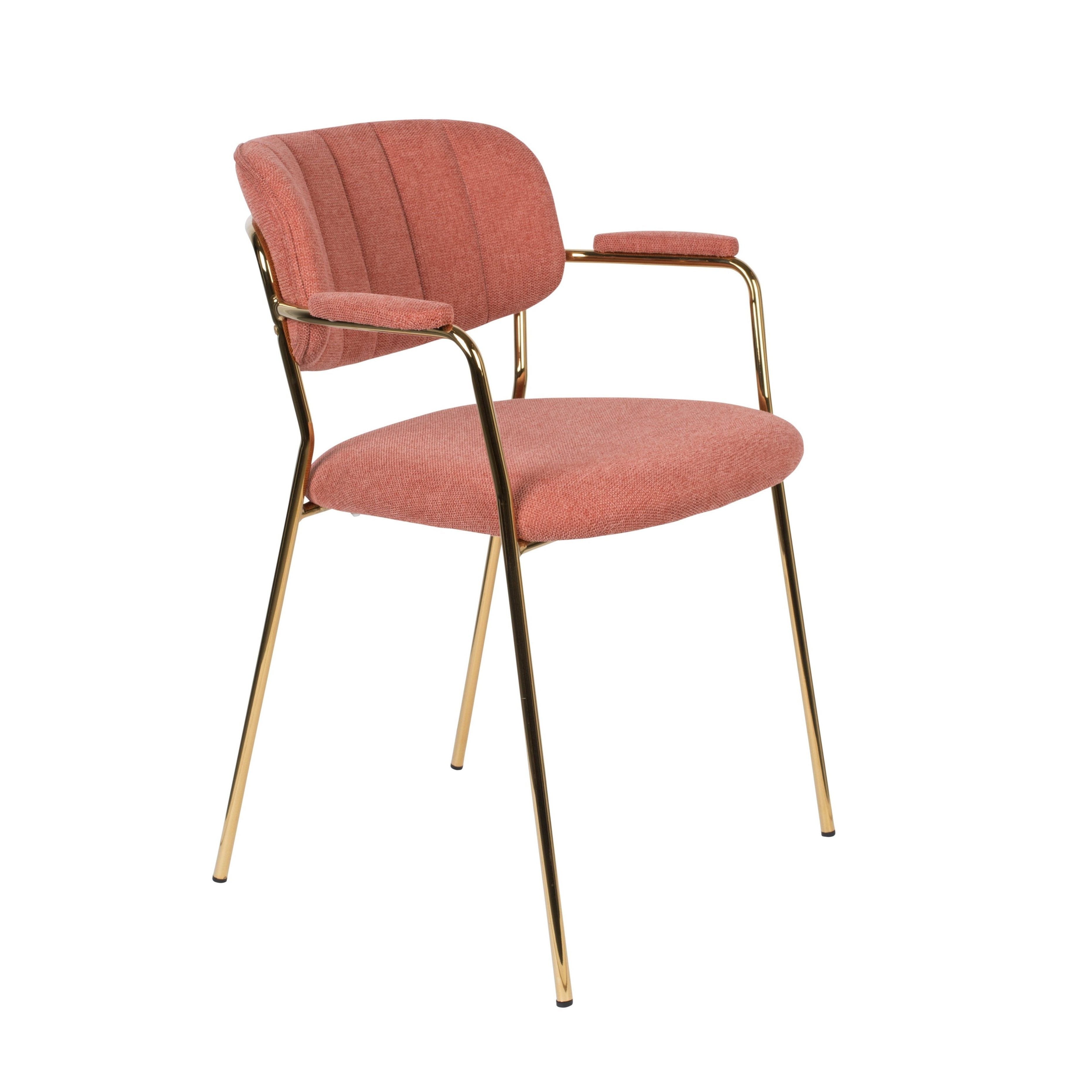 Chair with armrests Jolien Pink with a golden base