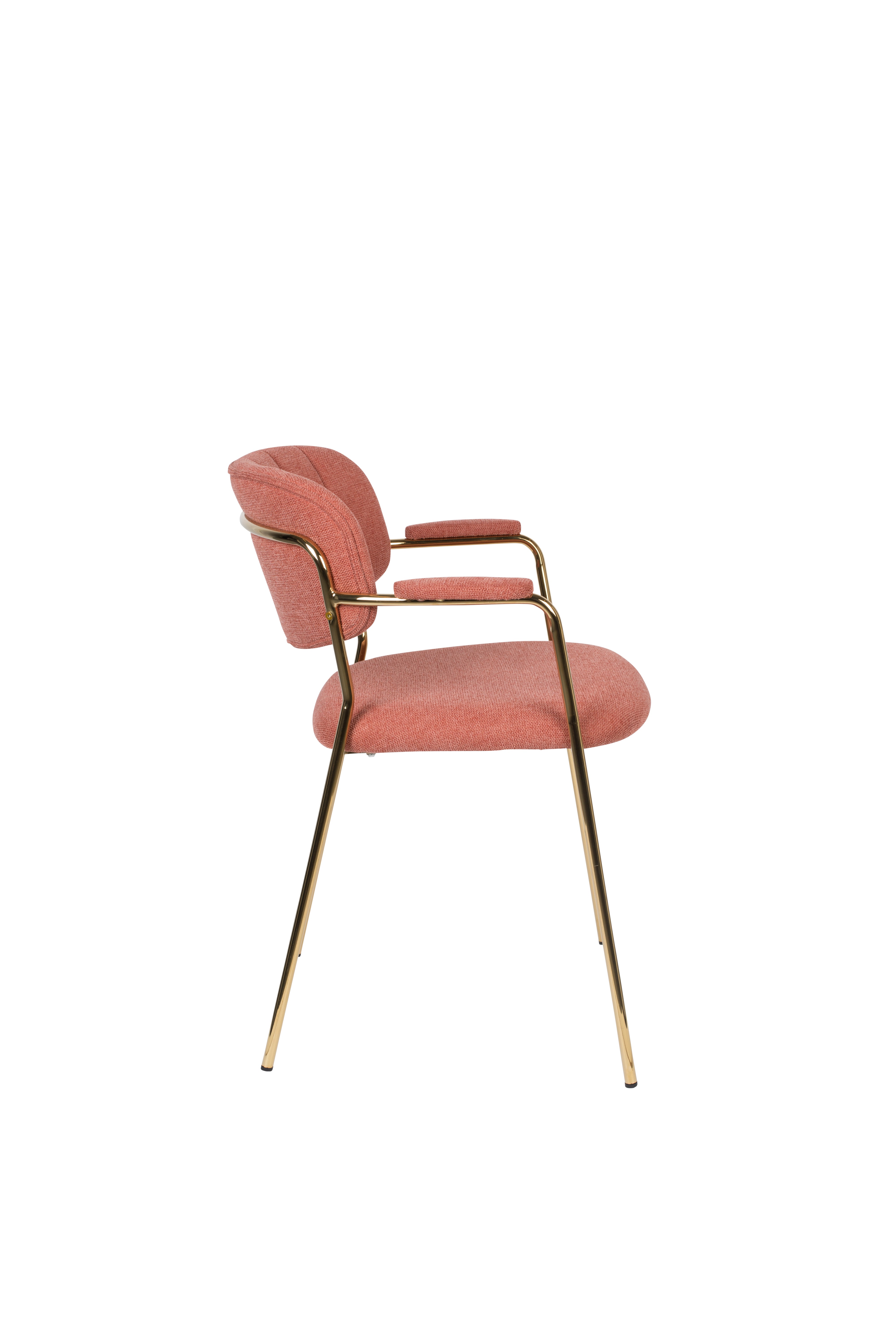 Chair with armrests Jolien Pink with a golden base