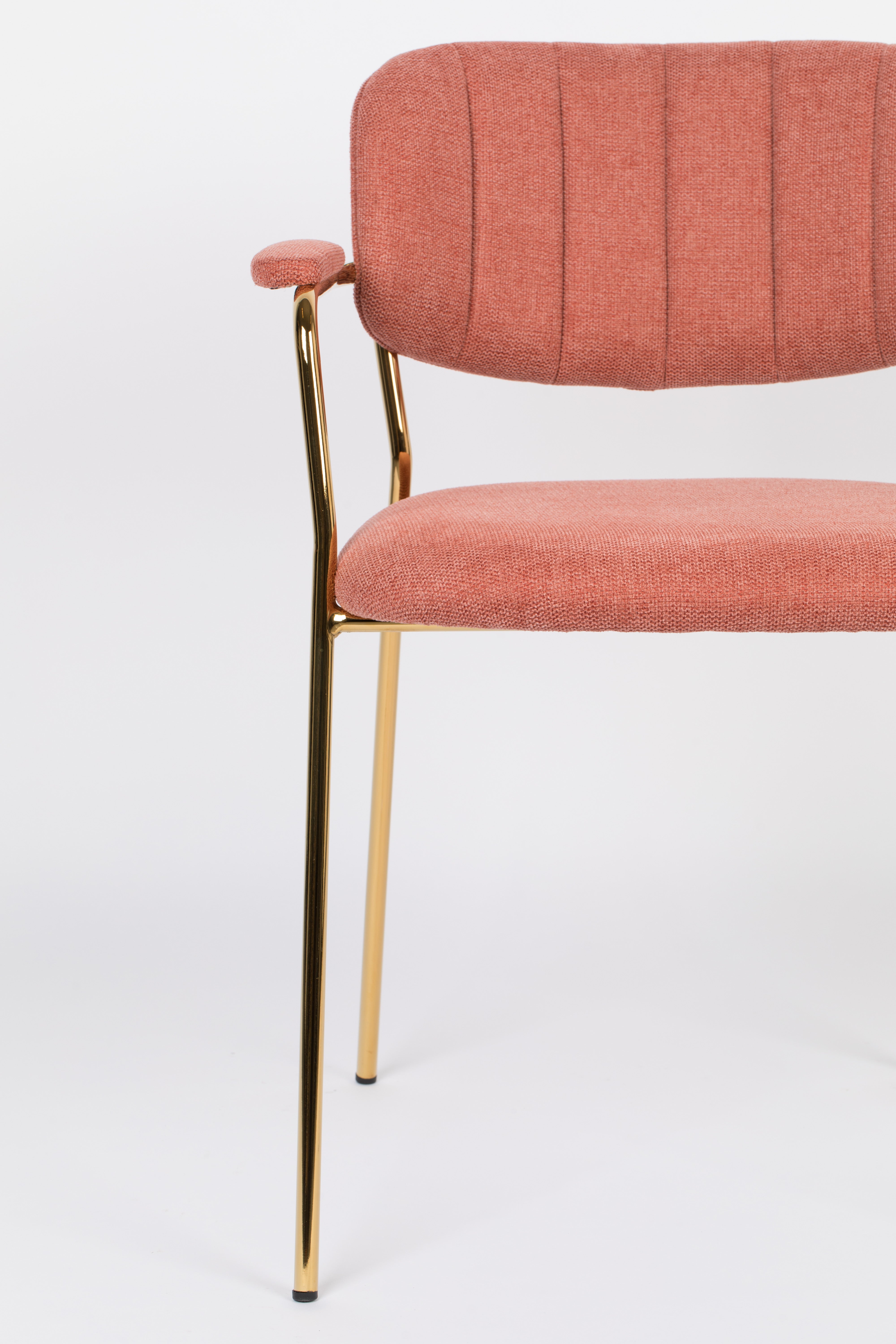 Chair with armrests Jolien Pink with a golden base